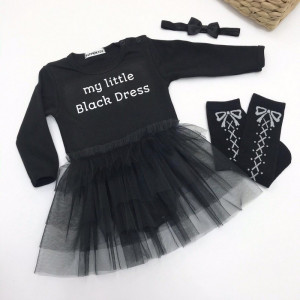 Боді з фатином для дівчинки My little black dress моя перша маленька чорна сукня - фото
