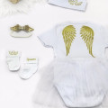 Крестильный набор Ангелочек глиттер с боди с фатином - фото