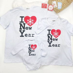 Набір сімейні новорічні футболки I Love New Year - фото