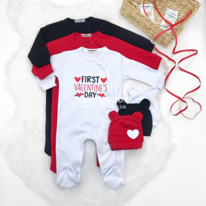 Человечек-слип для новорожденного - First Valentines Day - фото