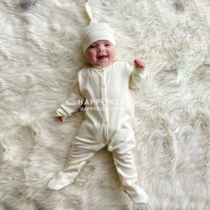 Комплект для новорожденного мальчика с шапочкой однотонный - фото