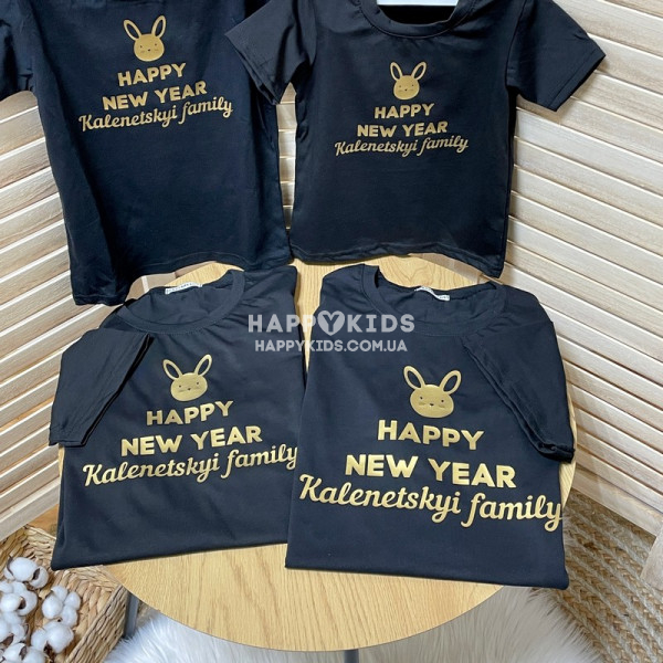 Набор новогодних футболок символ года Happy New year - фото