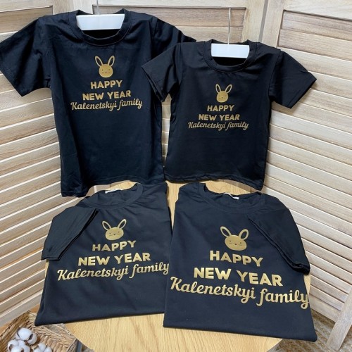 Набор новогодних футболок символ года Happy New year - фото