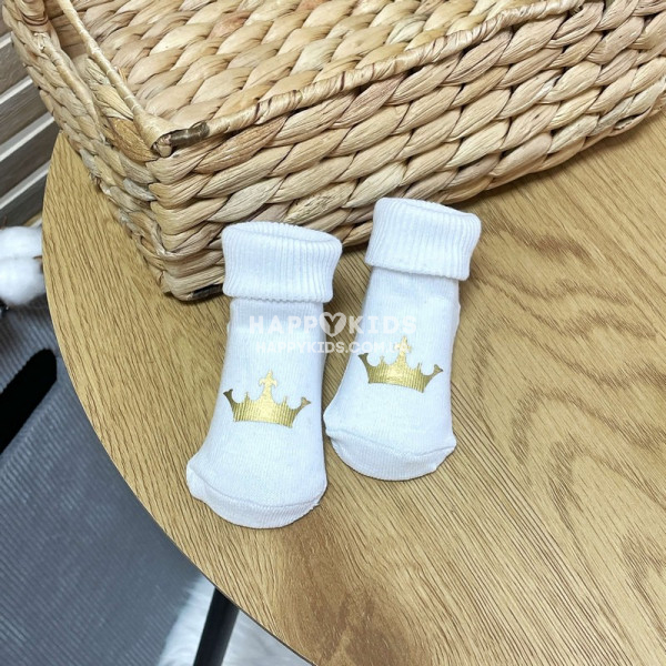 Носки новорожденным с принтом Корона 0-1 год - фото
