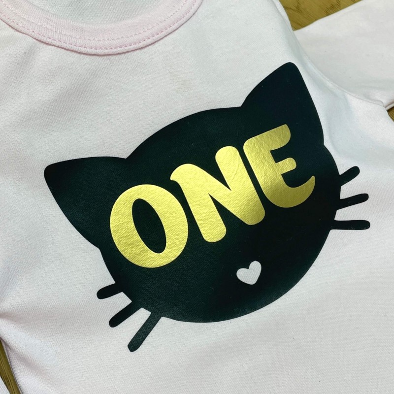 Боді дівчинці з ONE з кицею на перший день народження - Happy Kids - 3