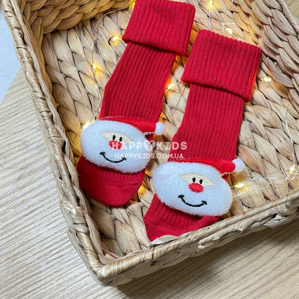 Шкарпетки новорічні малюкам з іграшкою санта  - 1