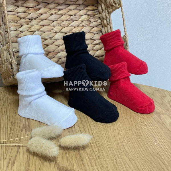 Набір шкарпеток різнокольорові однотонні білі/чорні/червоні 0-1 рік  - 1