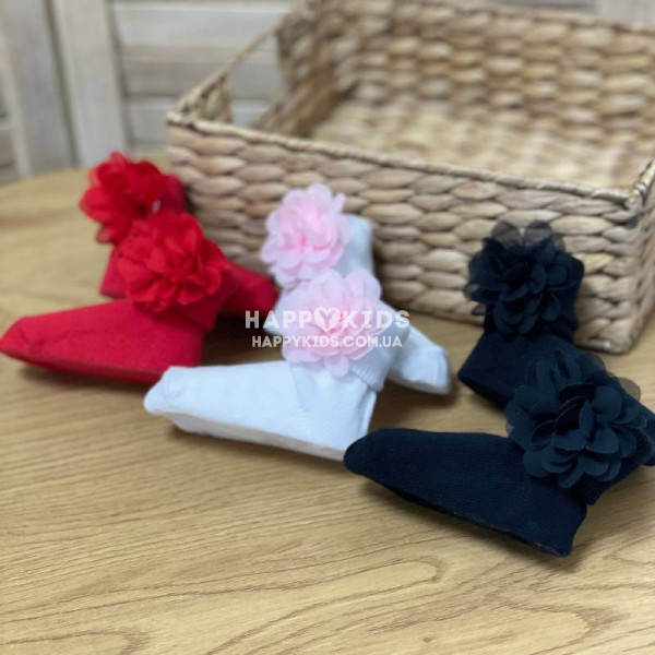 Шкарпетки для новонародженої дівчинки з квіточкою 0-6міс  - 1