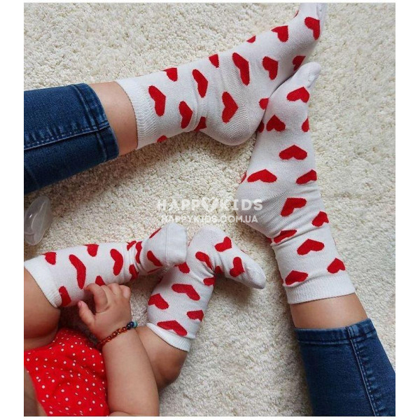 Парні шкарпетки мама/дитина сердечки  - 1