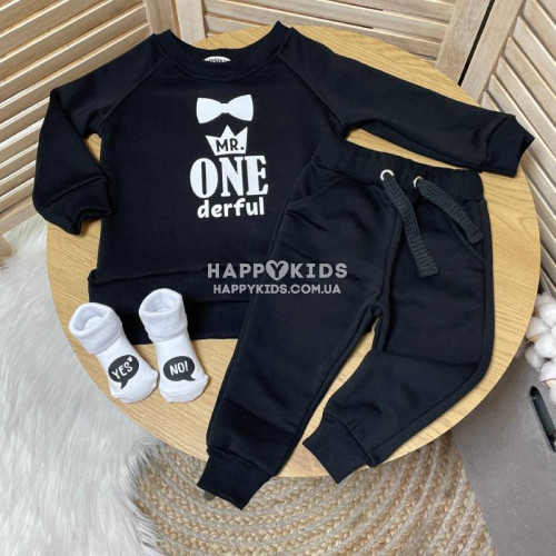 Костюм на первый день рождения мальчику "mr.ONEderful" c короной и бабочкой - Happy Kids - 1