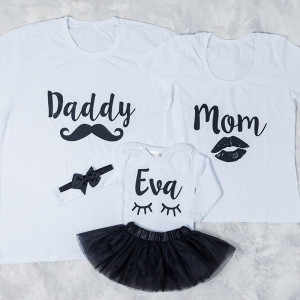 Набор семейных футболок  Daddy, Mom, Eva - фото