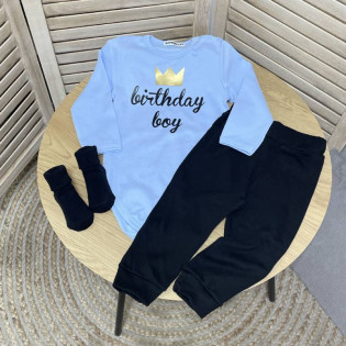Боді хлопчику на день народження "Birthday boy" з короною Боді хлопчику на день народження "Birthday boy" з короною