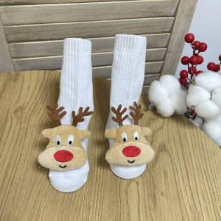 Шкарпетки новорічні малюкам з іграшкою олень