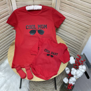 Набор футболки и боди для мамы и ребенка "Cool mom/baby"