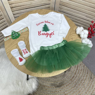 Именной новогодний боди с елкой и надписью "Первый Новый год"