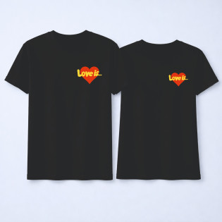 Набор парных футболок с надписью "Love is"