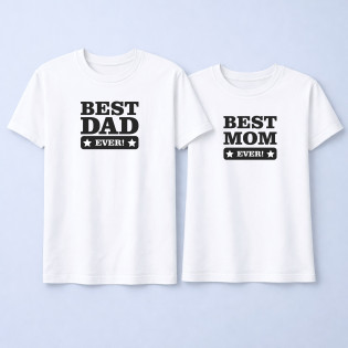 Набір парних футболок для мами і тата з написом "Best dad/mom ever" Набір парних футболок для мами і тата з написом "Best dad/mom ever"