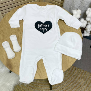 Сліп-чоловічок для новонародженого з написом "Father's copy" сердечко