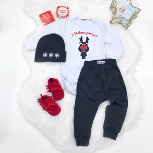 Комплект новорічний хлопчику "Олень червоний ніс" Комплект новорічний хлопчику "Олень червоний ніс"