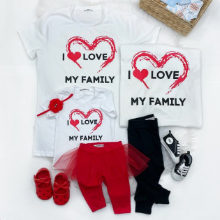 Семейные футболки "I LOVE My Family" мама папа ребенок