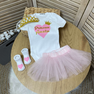 Боди девочке с сердечком и короной "Princess"