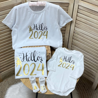 Набор семейных новогодних футболок "Hello 2025"