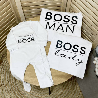 Набор семейных футболок  "BOSS" со слипом