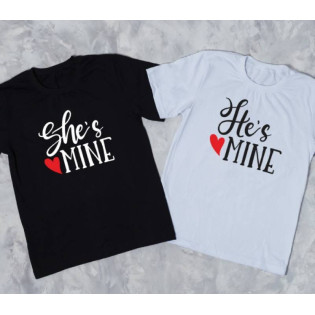 Набор футболок с надписью "She's/He's MINE"