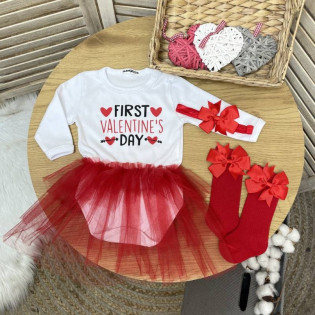 Боди-платье с надписью "First Valentine's day"