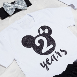 Футболка "Минни с бантиком " 2 years глиттер